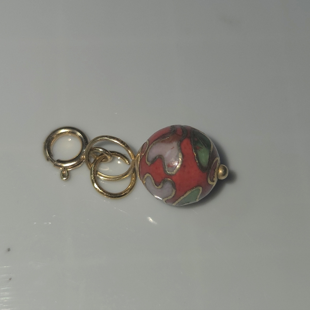 14kt gold cloisonette enamel Charm Pendant